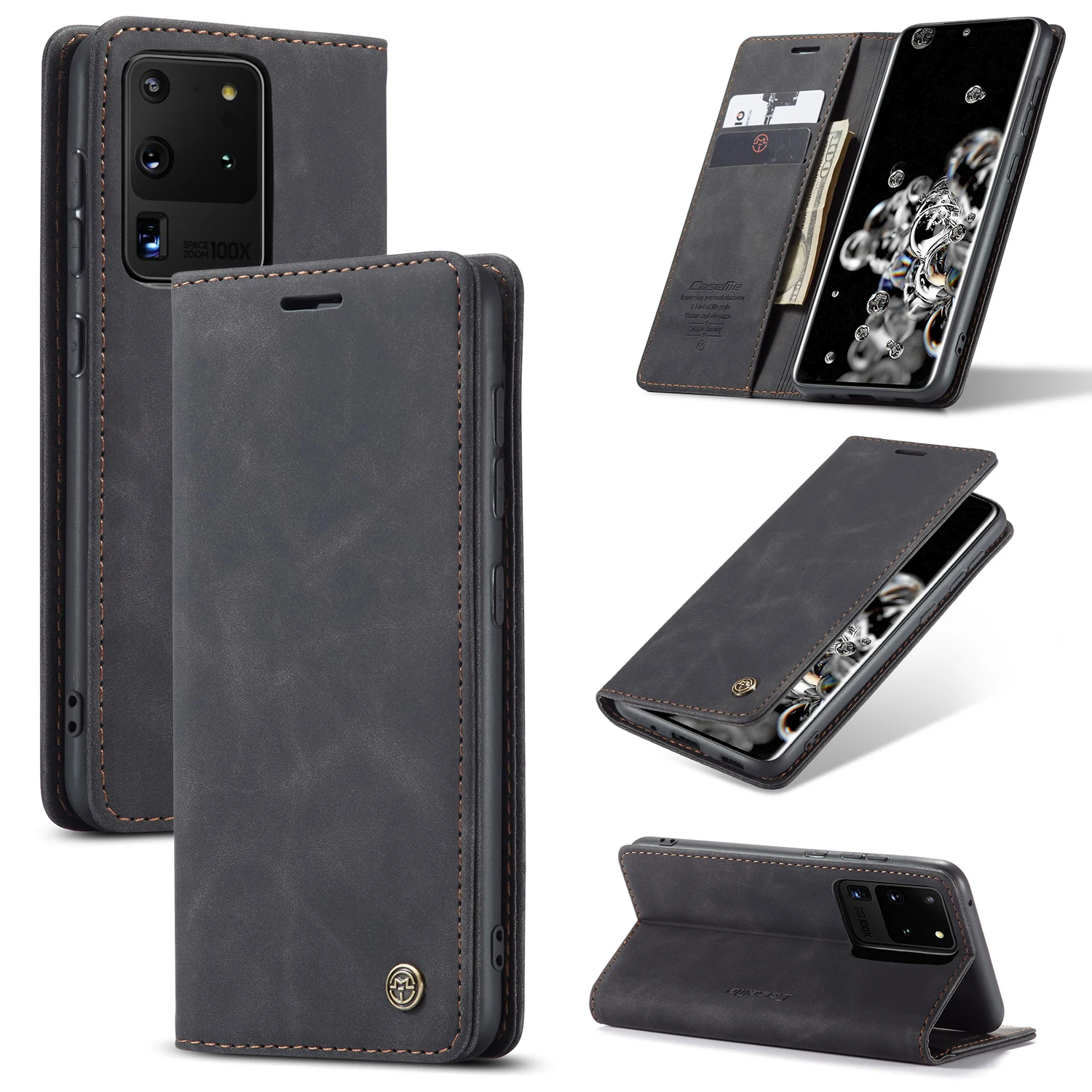 Флип чехол для Samsung S21/S20/Note20 ультрароскошный кожаный магнитный Galaxy S8 S9 S10 Note10 Plus A51