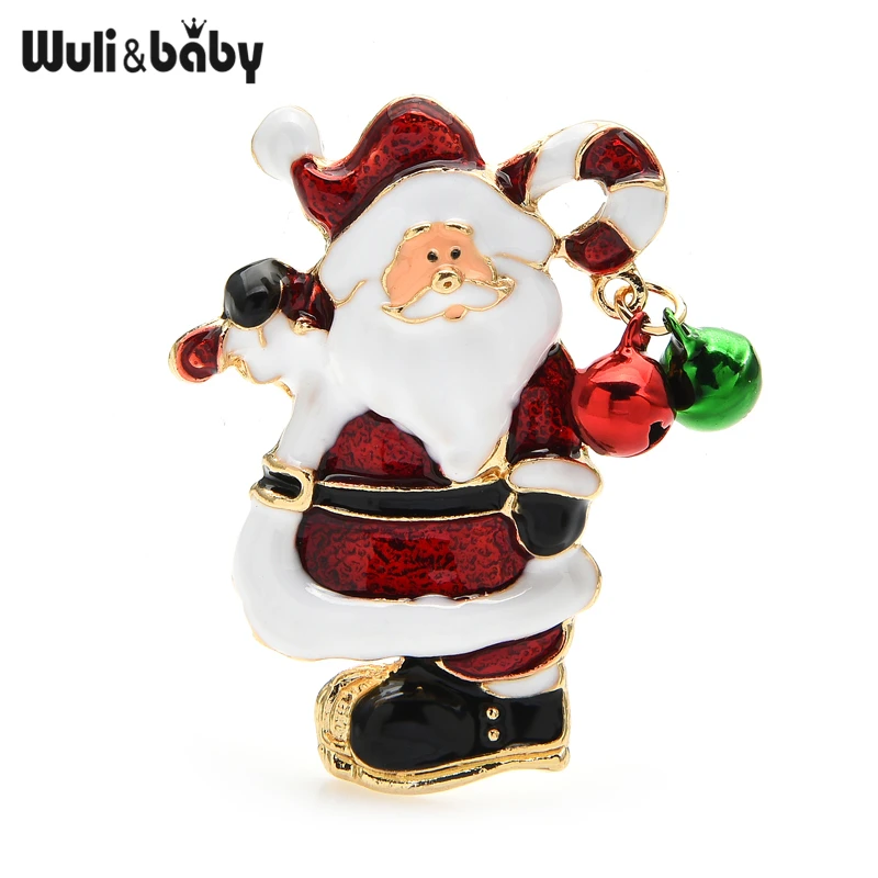 Wuli &amp baby Jinglebell Санта-Клаус Броши милые эмалированные дед Рождество броши булавки