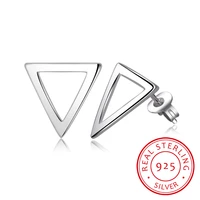 real 925 sterling silver tiny triangle stud earrings for women minimalist geometric earrings studs statement design