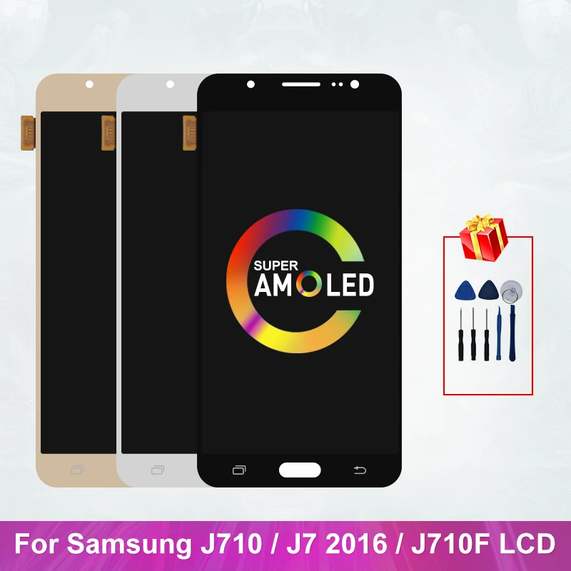 

ЖК-дисплей Super AMOLED для Samsung Galaxy J7 2016, дисплей J710, сенсорный экран, дигитайзер, дисплей J710FN, J710F, J710M, J710G, детали в сборе