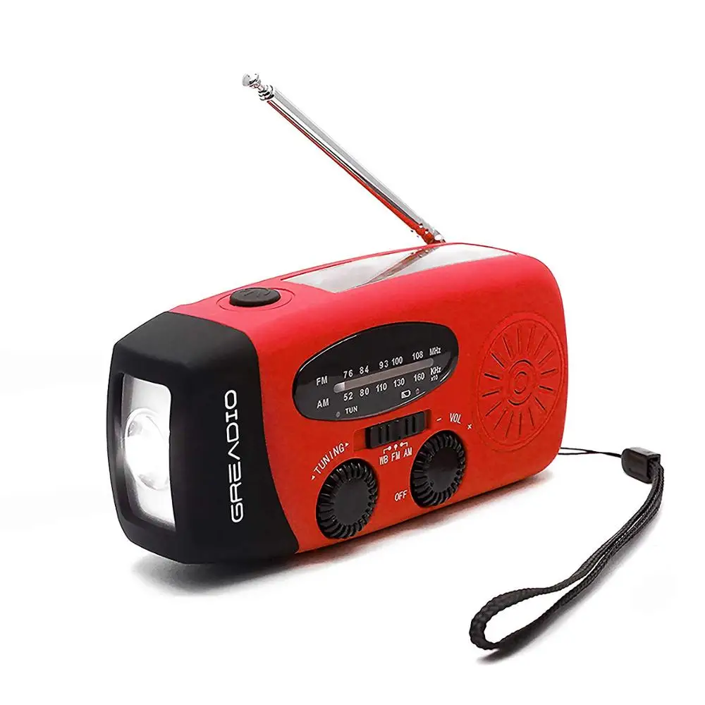 

Protable Hand radio Solar Crank Dynamo Powered AM/FM/NOAA Weather Radio Use Emergency LED Flashlight and Power Bank