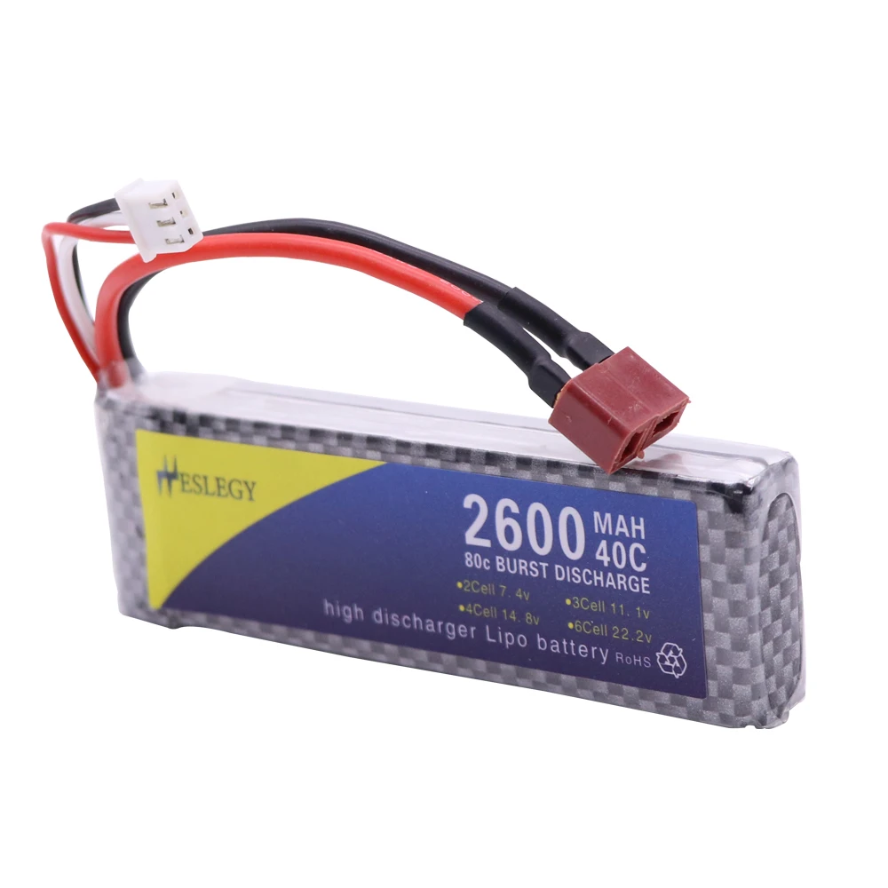 Аккумулятор для автомобильных игрушек Wltoys 144001 7 4 В 2600 мА · ч с Т-образным разъемом