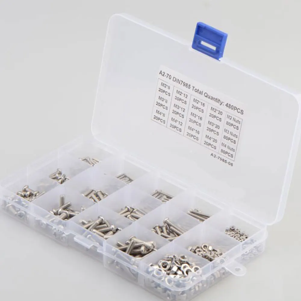 

480pcs Stainless Steel 304 Cross Pan Head Screws With Hexagon Nut Set
