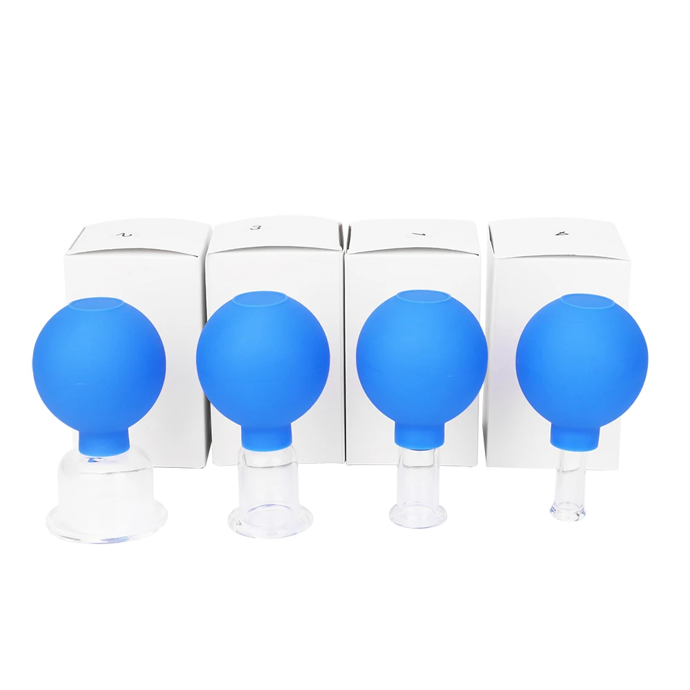 

Rubber Head Glass Vacuum Cupping body Massager ventosa Suction Cups Glass vacuum suction therapy cupping set cans for massage