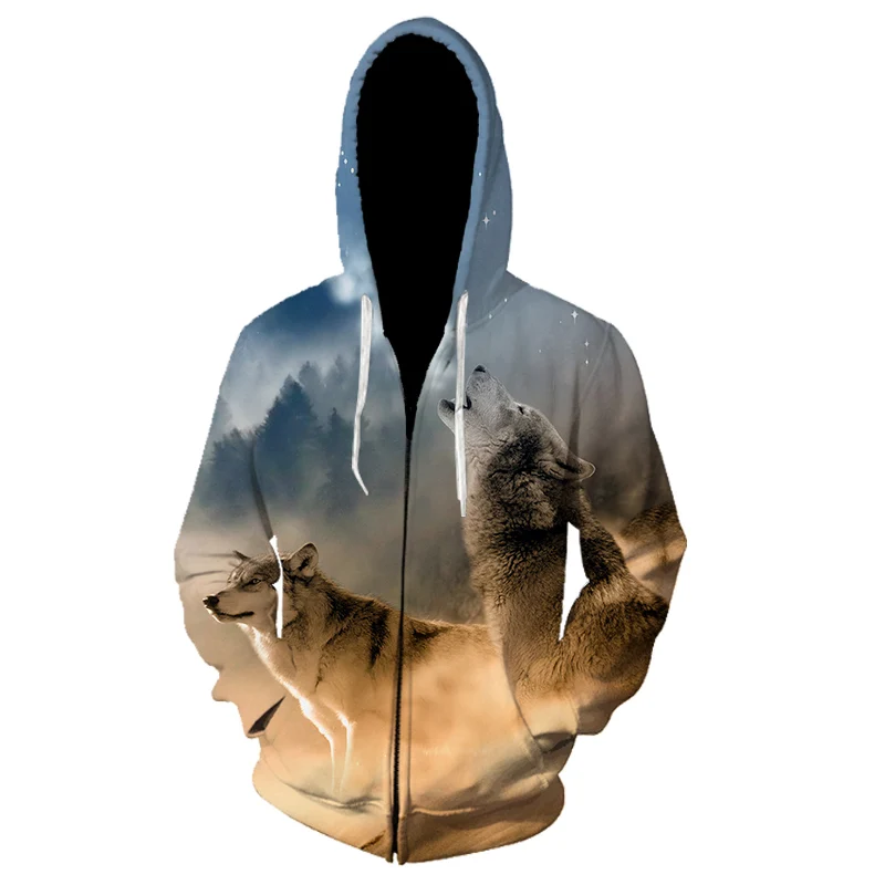 Мужская толстовка с длинным рукавом XS 5XL модная 3D принтом волка Осень зима
