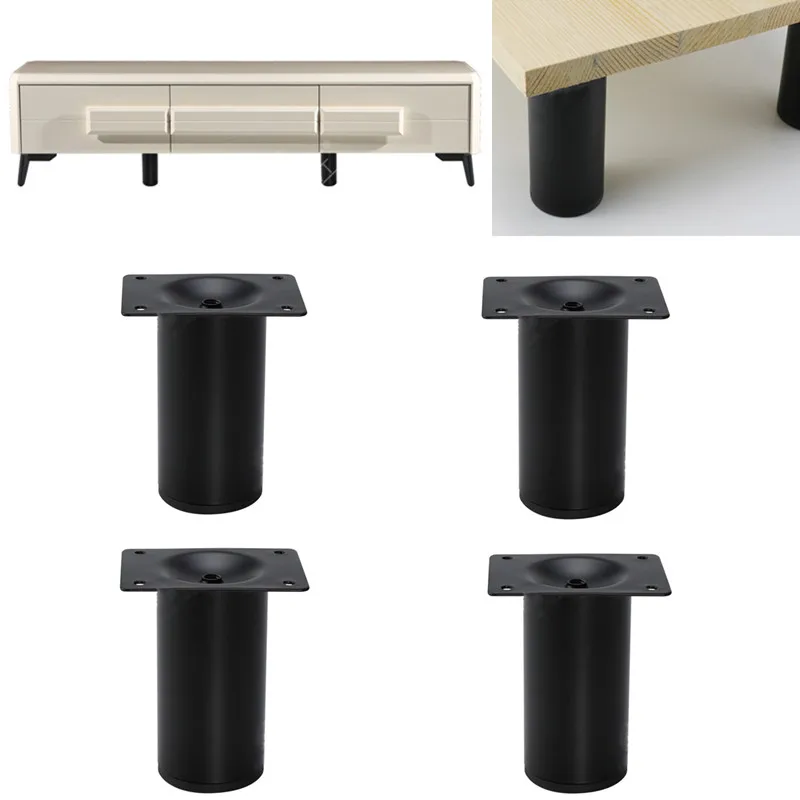 Ножки для мебели, круглые, прямые, 10 см, металлические, черные от AliExpress WW