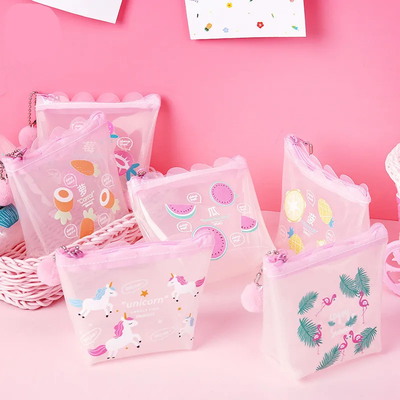 PACGOTH PVC Transparent Zipper Kawaii Fruit Animals Parttern Coin Purse For Women Girls Portable Storage Card Money Bag | Багаж и сумки