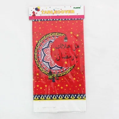 

108*180cm Eid Mubarak Ramadan Tableclot Tablecloth Cloths Layout Decoration Disposable Tableware Home Wine Red Table Cover Suppl