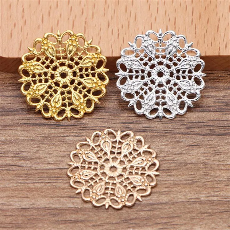 

SIXTY TOWFISH 50 Pieces 25mm DIY Jewelry Accessories Handmade Materials Charms Brass Flower Filigree Flower Slice