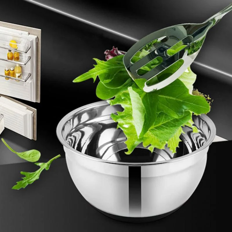 

Stainless Steel Mixing Bowls With Lids Silicone Non-Slip Bottom Kitchen Utensil Bowl For Salad Bread Pastries Cake Bowl Kichen