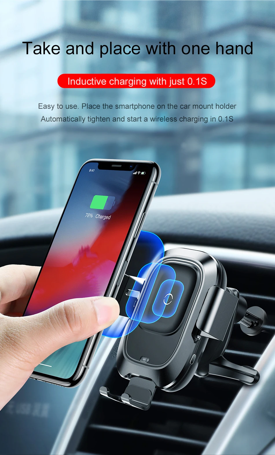 Baseus инфракрасное Qi Беспроводное зарядное устройство для iPhone 11 Pro Max Xiamo mix 3 автомобильный держатель быстрая Беспроводная зарядка вентиляционное отверстие автомобильный держатель