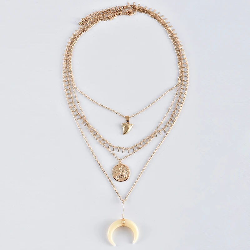 4 шт./компл. романтичные женские ожерелья подвеска в форме сердца Купидона Луны