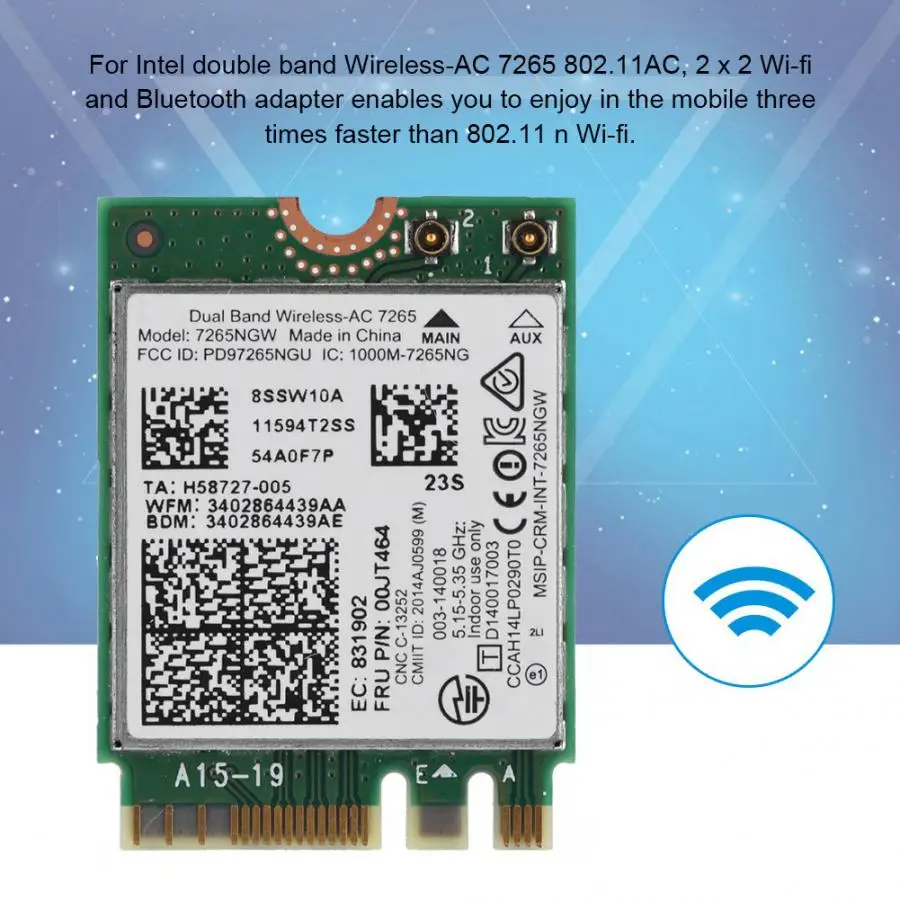 Двухдиапазонная беспроводная сетевая карта для Intel Dual Band Wireless AC 7265 867M + Bluetooth 4 0