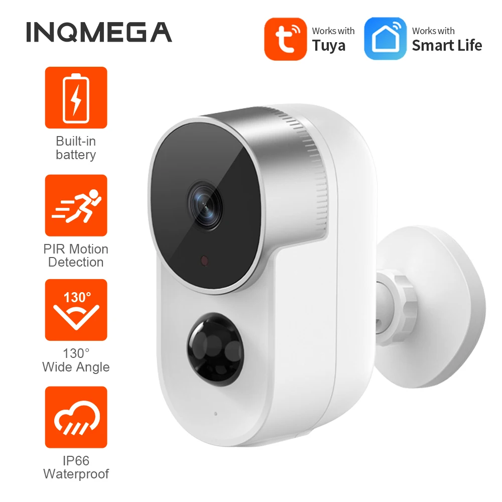 

INQMEGA Tuya HD Battery Camera Wifi Camera 6700mAh Rechargeable Low Power Outdoor IP Camera Home Security Wifi Camera PIR Motion