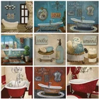 Настенные рисунки для ванной в стиле ретро, Рисунок маслом в ванне, современный скандинавский Декор для дома, плакаты и принты без рамки