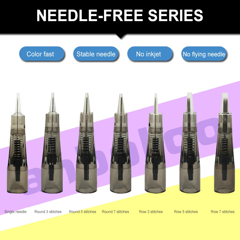 

10pcs Tattoo Needles Microblading Eyebrow Lip Cartridges Permanent Makeup Push-in 1R/0.18/0.25/0.3/0.35/0.4 3R/5R/7R 3F/5F/7F