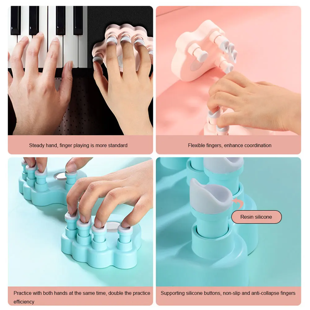 1 Pair Of Piano Finger Trainer  Fingers Strength Training Tools Finger Correctors Soft Finger Pads Piano Keyboard enlarge