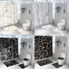 Занавеска для душа с мраморным рисунком, набор ковриков и водонепроницаемых дождевиков для ванной комнаты, комплект декоративных душевых занавесок для ванной комнаты