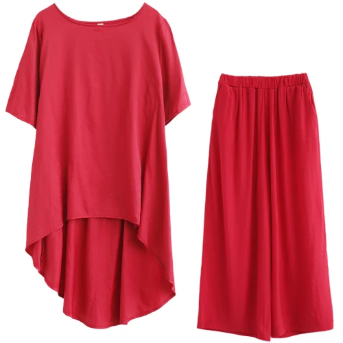 

Casual Women Two Piece Outfits Summer Elastic Waist Top&pants Set Loose Women's Tracksuits Ensemble Femme Deux Pieces Tracksuit