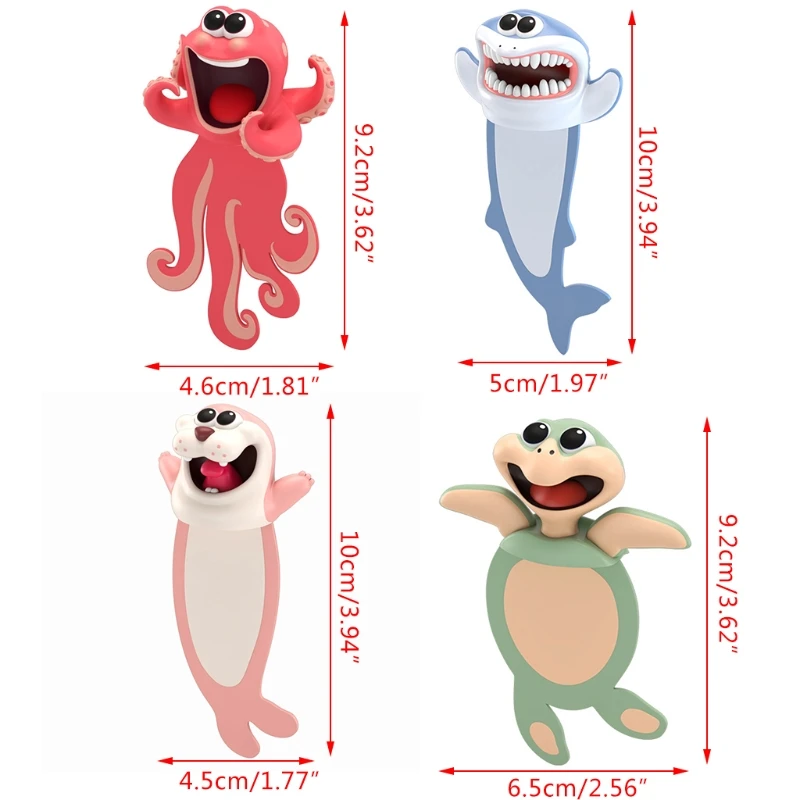

3D Stereo Cartoon Marine Animal Bookmarks PVC Material Creative Book Markers Office School Stationery For Children Gift