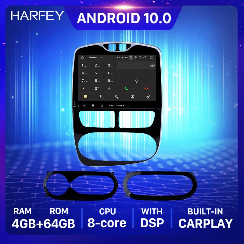 Harfey 4 Гб + 64 10 1 дюймов Android 0 GPS HD сенсорный экран авто стерео Bluetooth для Renault Clio