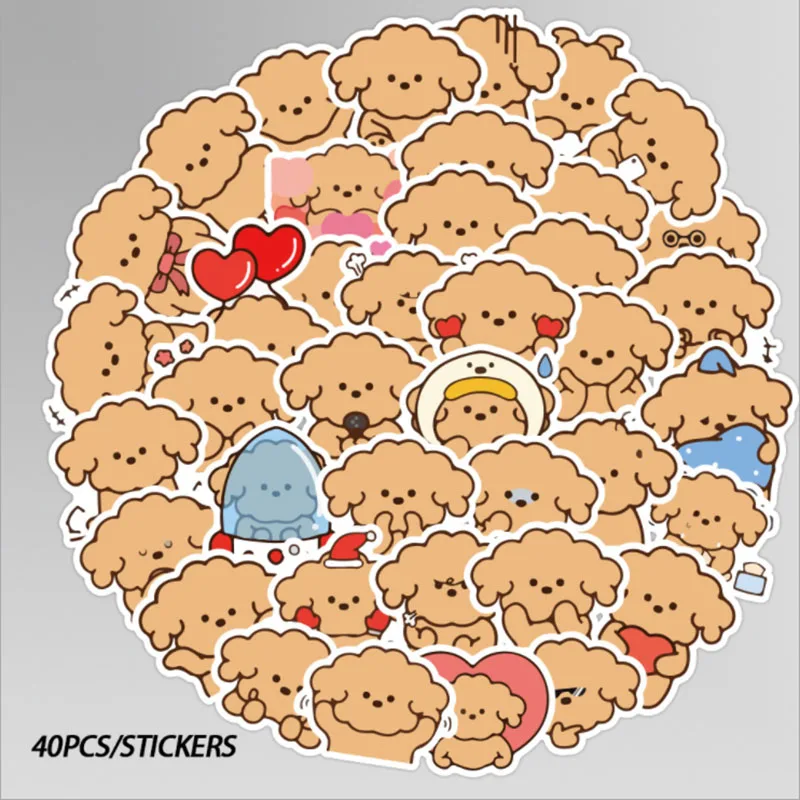

40Pcs/Set Cute poodle Graffiti Waterproof Skateboard Travel Suitcase Phone Laptop Luggage Stickers Cute Kids Girl Toys