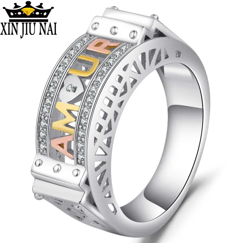 Полый мост из титановой стали три цвета любовное кольцо полная дрель два ряда