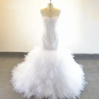 arabic dubai wedding dresses 2022 luxury beaded ruffles v neck bridal gowns customed vestidos de noiva robe mariage