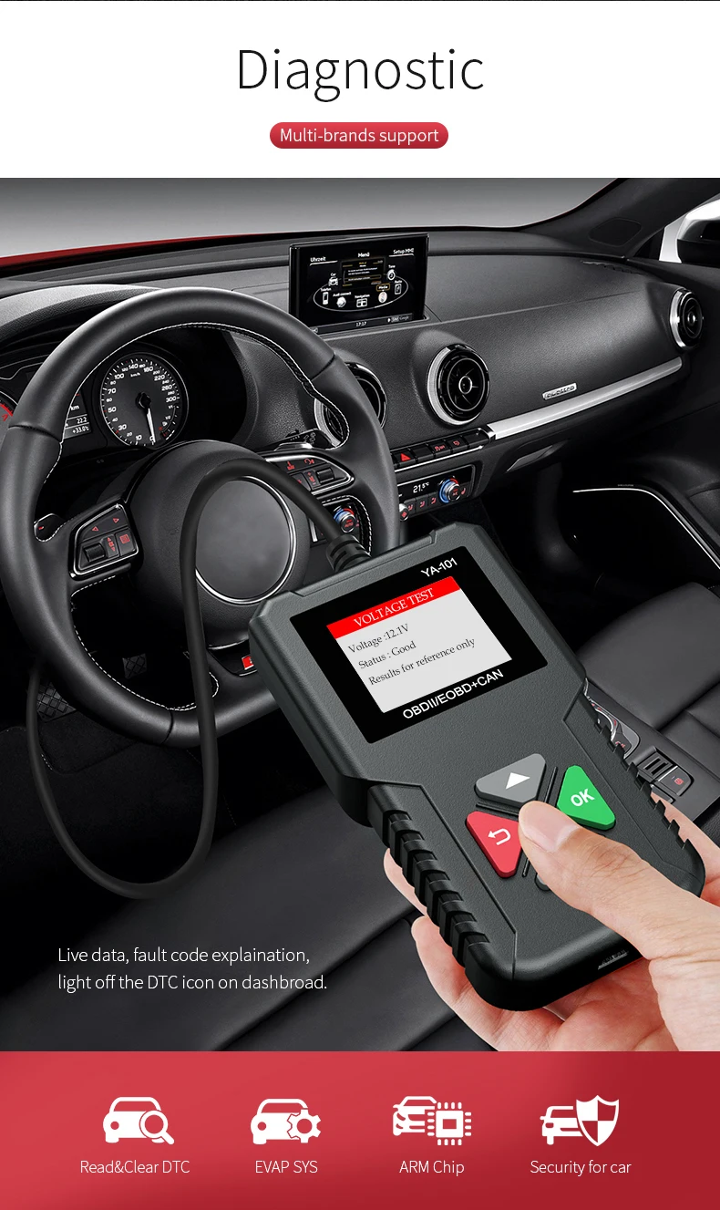 YA101 YA201 OBD2 сканер OBD II автоматический считыватель кодов автомобильный диагностический инструмент PK obdlink easydiag OM123 CR319 AD310 ELM327 V1.5 инструмент сканирования