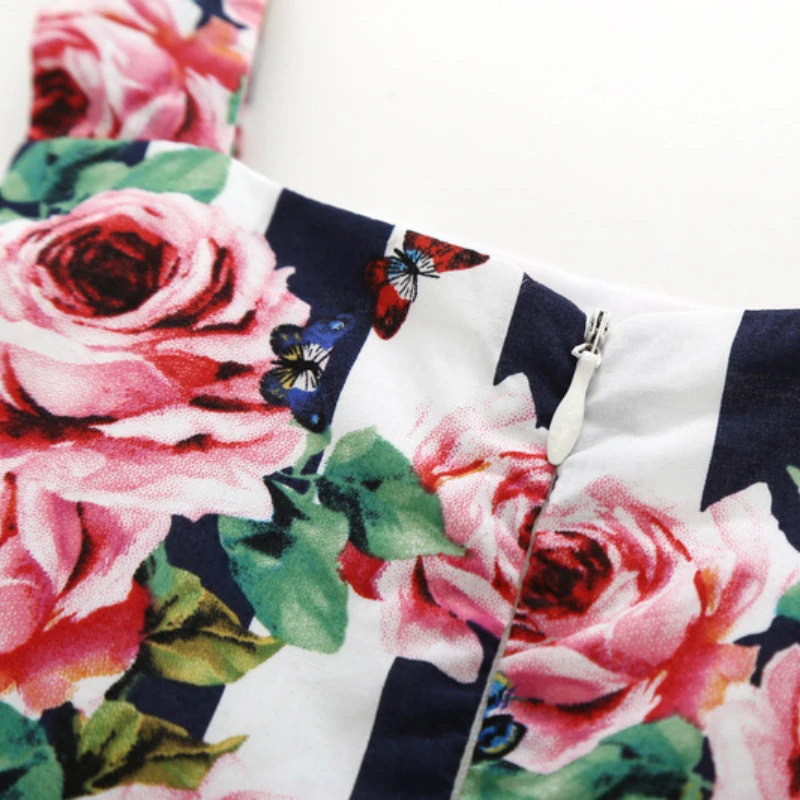 Новое летнее платье принцессы с принтом для девочек Рождественское праздничное