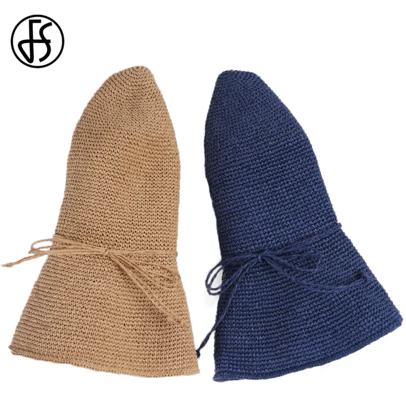 Женская соломенная шляпа FS складывающаяся пляжная с широкими полями летняя 2020 |