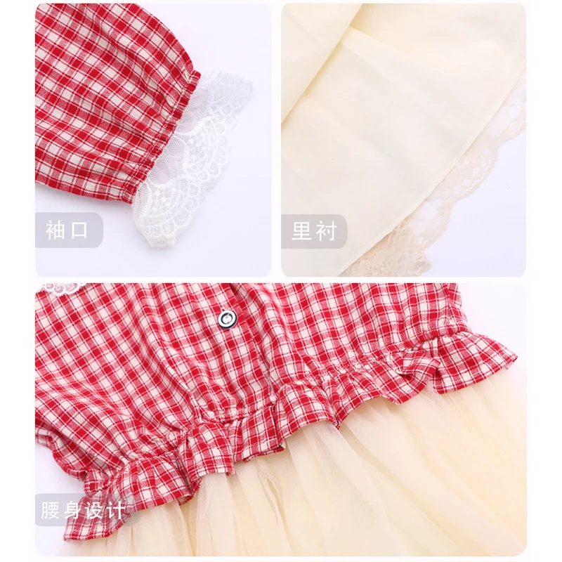 Платье для девочек Осеннее клетчатое платье принцессы с длинным рукавом детская