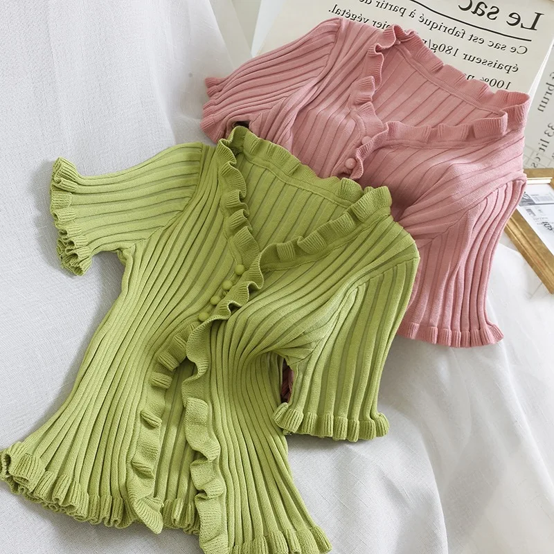 Укороченный вязаный свитер кардиган женский летний белый укороченный топ с