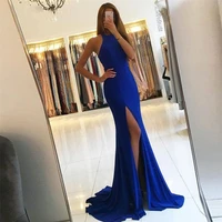 simple o neck slim mermaid prom dresses sexy split side open back women evening party gowns special occasion party gowns