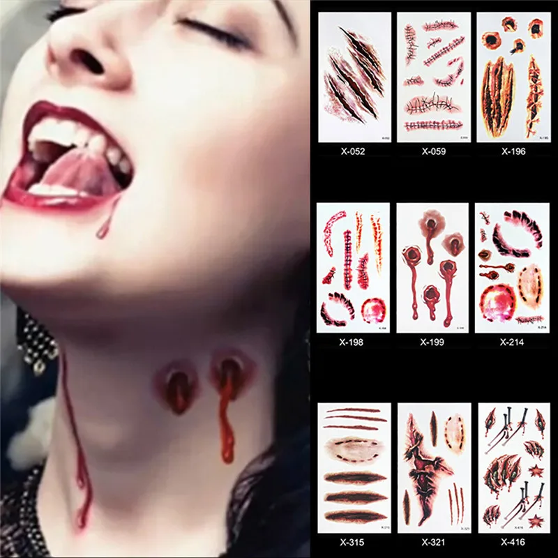 Наклейки для татуировок на Хэллоуин модные наклейки мужчин и женщин в том же