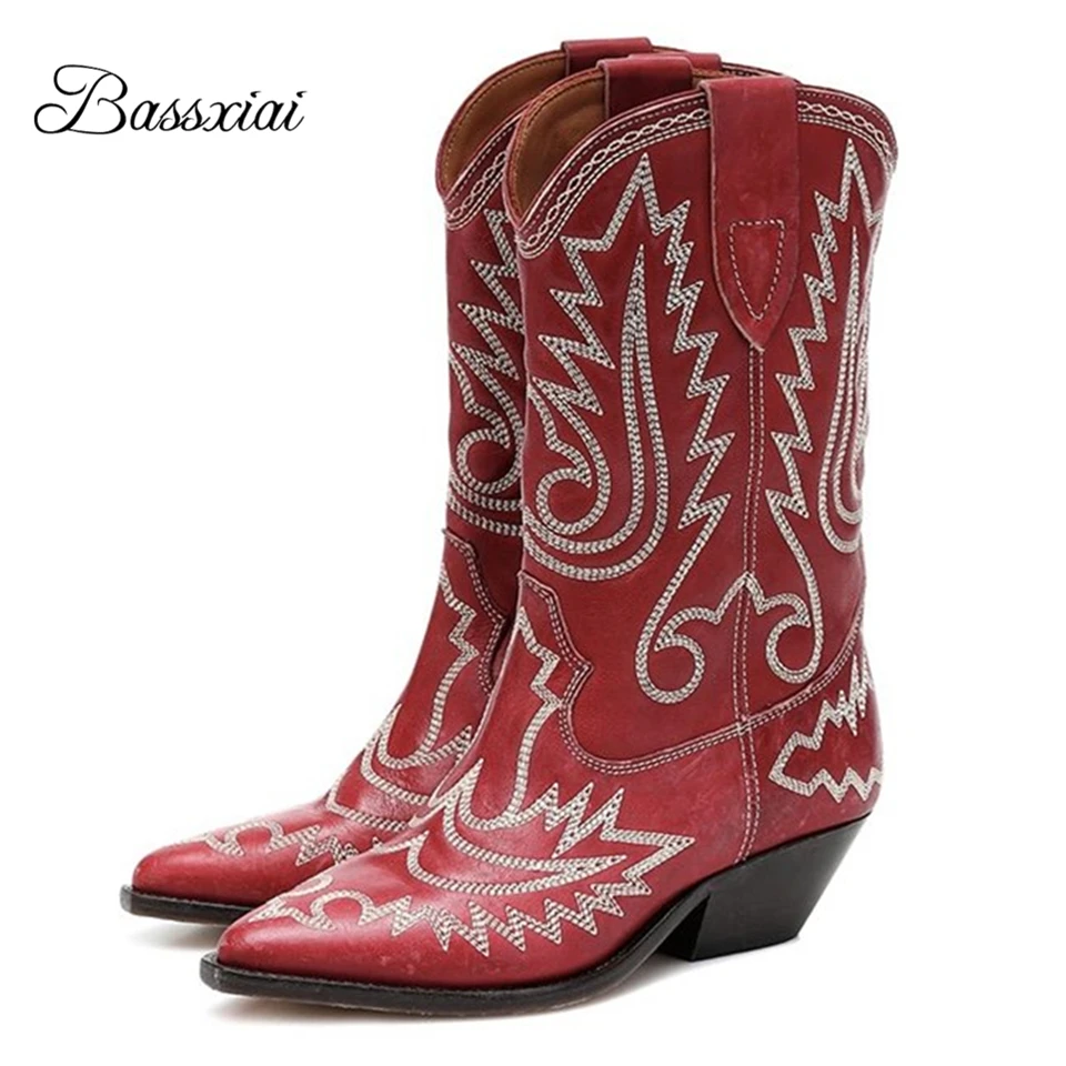 

Genuine Leather Fashion Autumn Winter Botas Mujer Sexy Point Toe Thick Heel Luxury Sewing Knee-High Boots Women