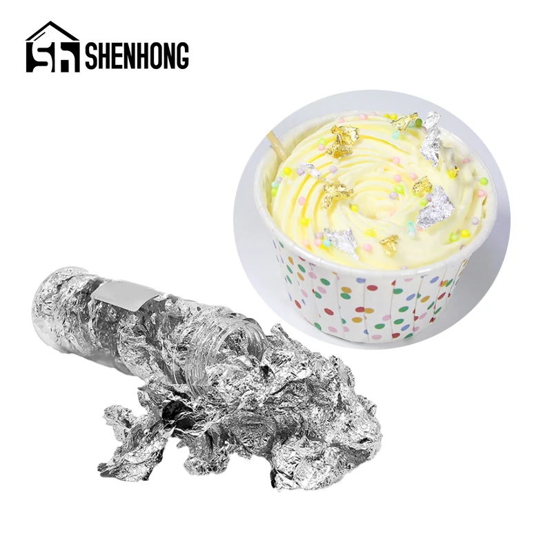 SHENHONG серебряная фольга для свадьбы дня рождения искусственный мусс десерт