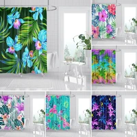 tropical flowers and palm leaf shower curtains bathroom curtain polyester bath curtain with hooks bathroom decor 180180cm