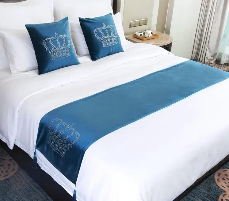 Корона дизайнерские покрывала 45 см ширина кровать бегун роскошное покрывало