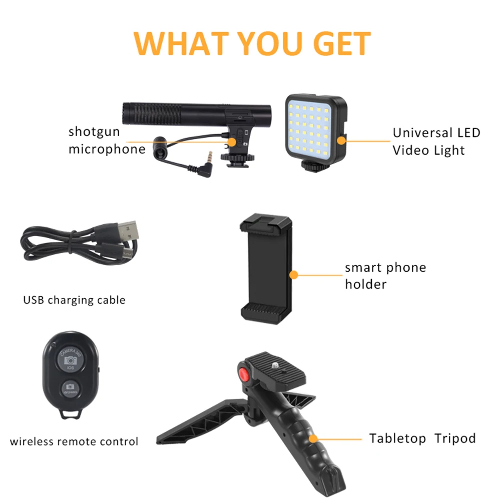 

Orsda MT01-MT04 DSLR SLR Phone Vlog Tripod Hot Shoe Phone Holder,For Mini Tripod with Remote Control Microphone LED Light