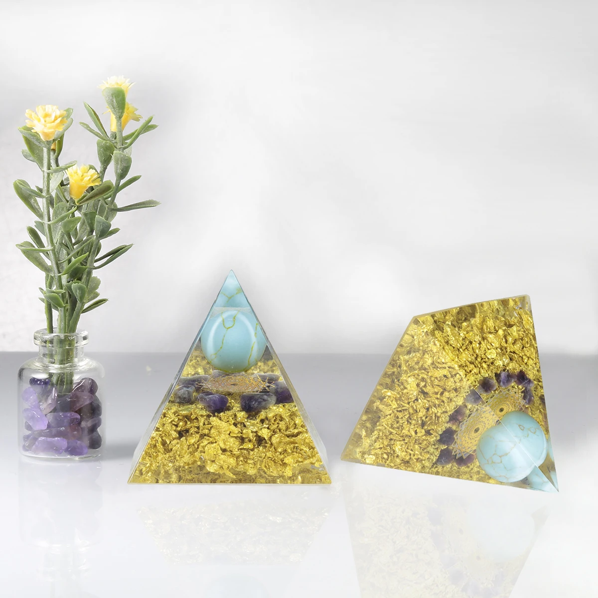 

Оригоновая Пирамида Reiki Energy, натуральный хрустальный камень, оргонитовая пирамида, Йога, искусственное украшение для комнаты, украшение для...