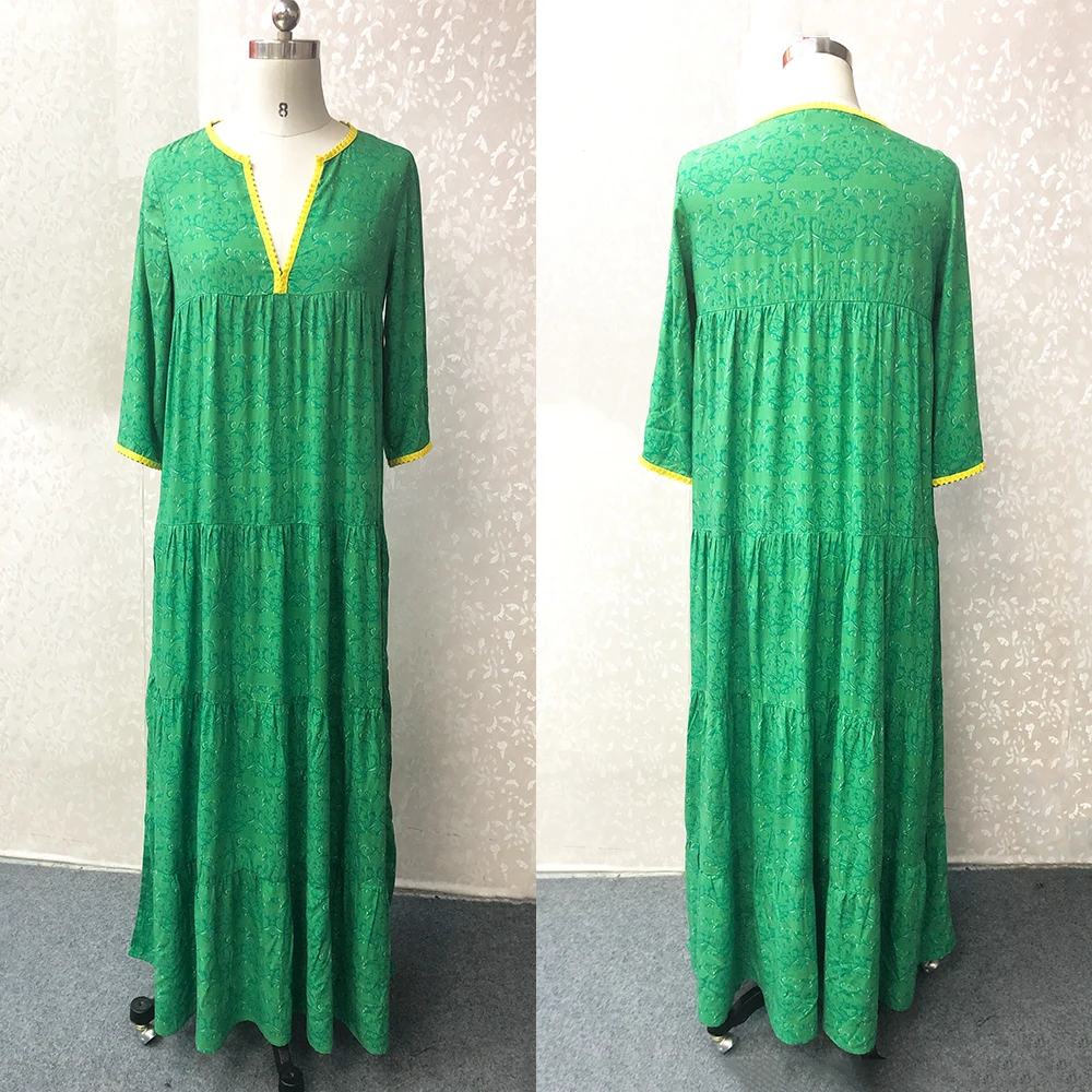 Женское богемное Платье макси с длинным рукавом летнее винтажное элегантное