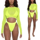 Женский раздельный купальник maillot de bain, купальник-бикини пуш-ап, 3 шт., для лета, 2020