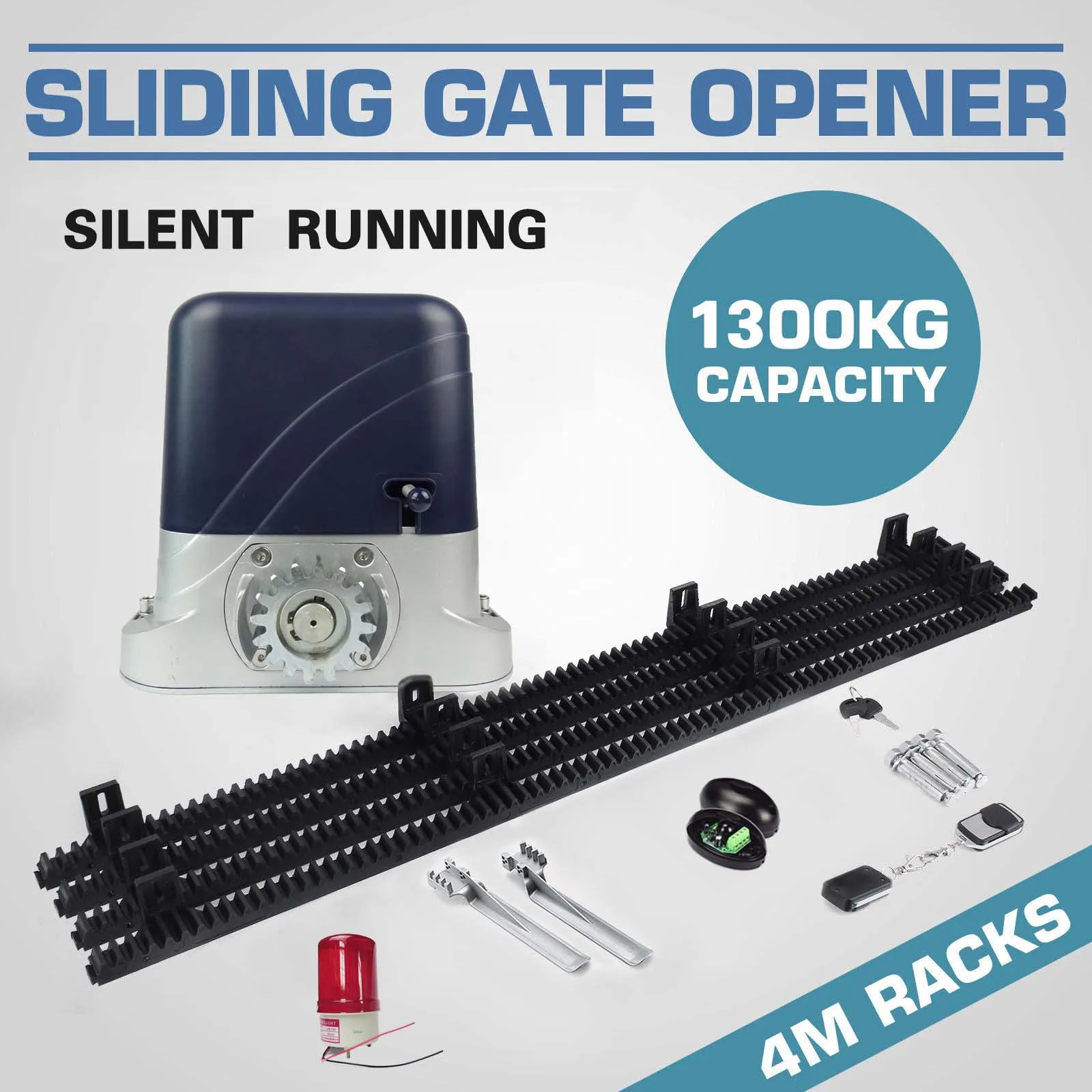 Complete Automatic Sliding Gate Opener Electric Operator Hardware Driveway Slide Gate Motor KIT with Nylon Racks 4 Meters