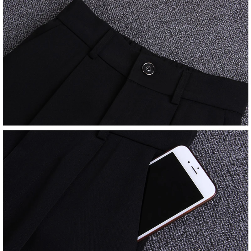 Брюки-карандаш женские черные офисные элегантные с карманами длиной до