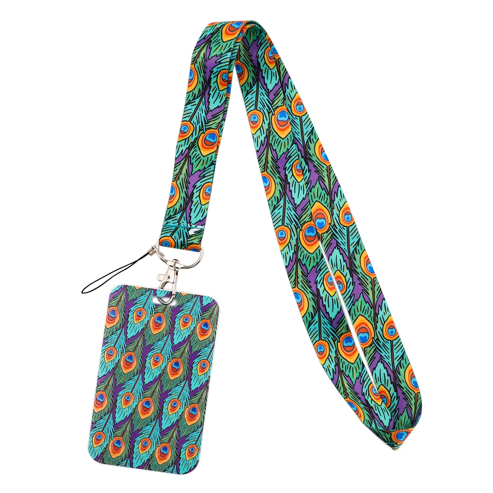

JF323 Colorful Feather Neck Strap Lanyard Keychain Cell Phone Strap ID Badge Holder Rope Keychain Keyring Fashion Accessories