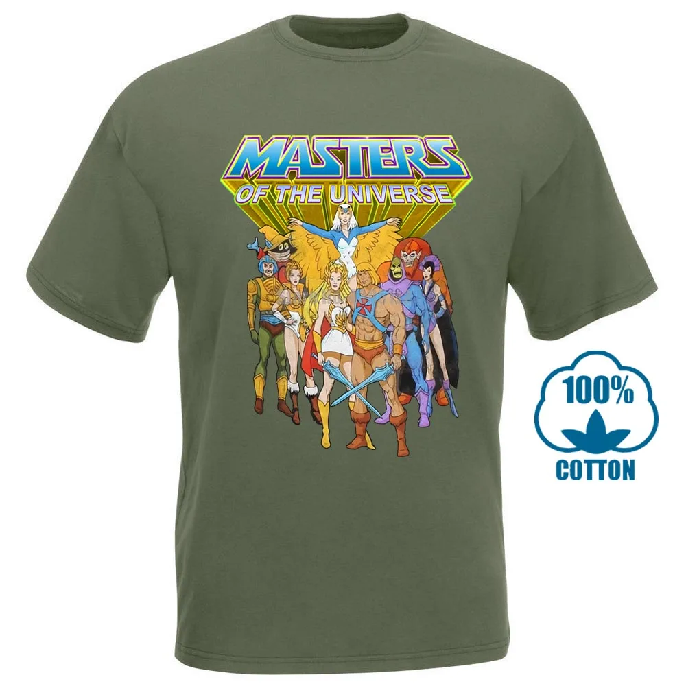 Армейский зеленый He Man Masters Of The Universe Group Мужская и серая футболка - Цвет: Армейский зеленый