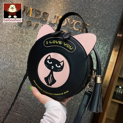 Beibaobao новая милая Кошка маленькая круглая сумка для девочек дикая сумка-мессенджер для курьера сумки через плечо для женщин Sac основной Femme Bolso mujer