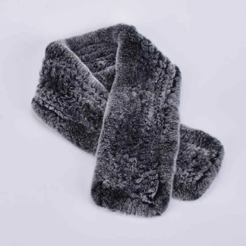 Женский зимний Настоящий мех кролика шарф Зимний Теплый вязаный натуральный