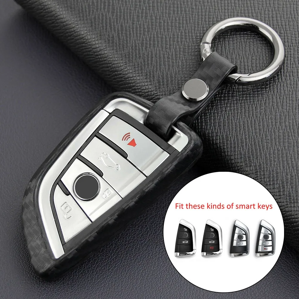 

1 Pcs Key Case 82*43mm Carbon Fiber Holder Shell Silicone TPU Compound
